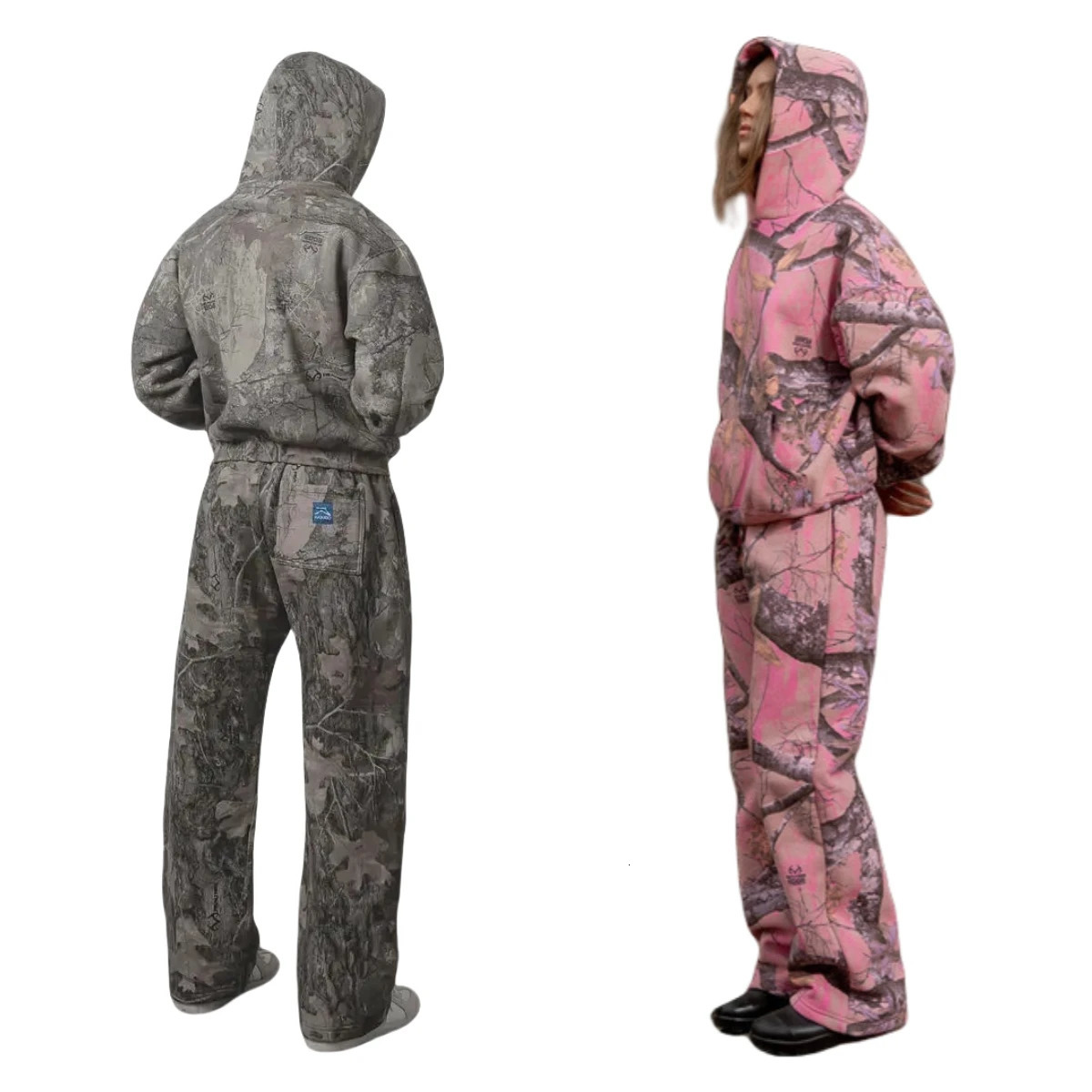 Retro Gothic Streetwear Camouflage Pattern Y2k Clothes for Men Loose Zipper Hoodie Sweatpants Two Piece Set Casual Tracksuit Men 250811