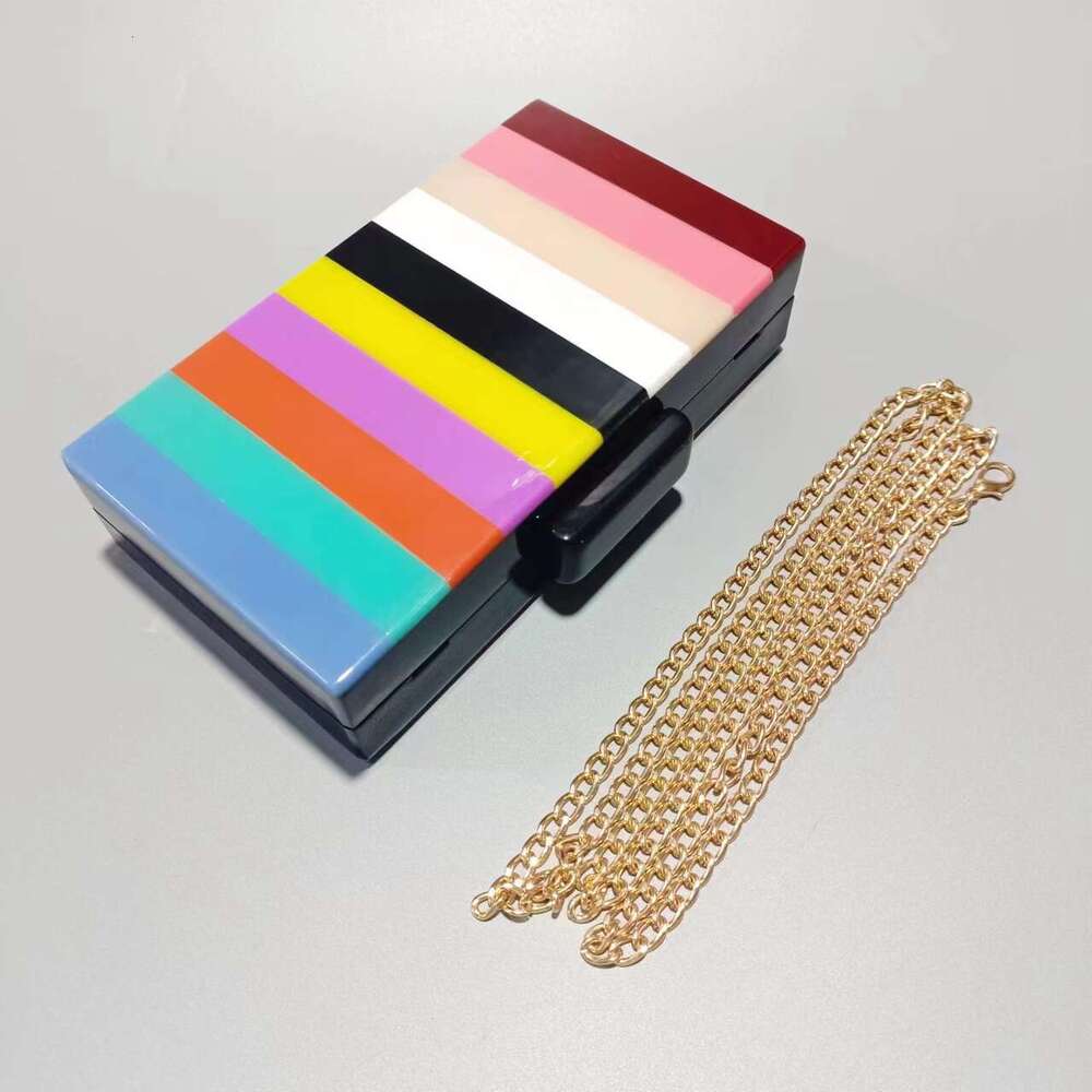 Summer Evening Patchwork Trendy Acrylic Single Shoulder Chain Bag for Women