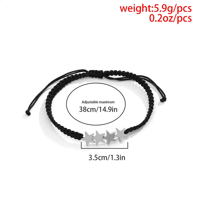Handmade Adjustable Black Woven Rope Ankle Bracelet Star Anklet For Men Beach Jewelry 250807