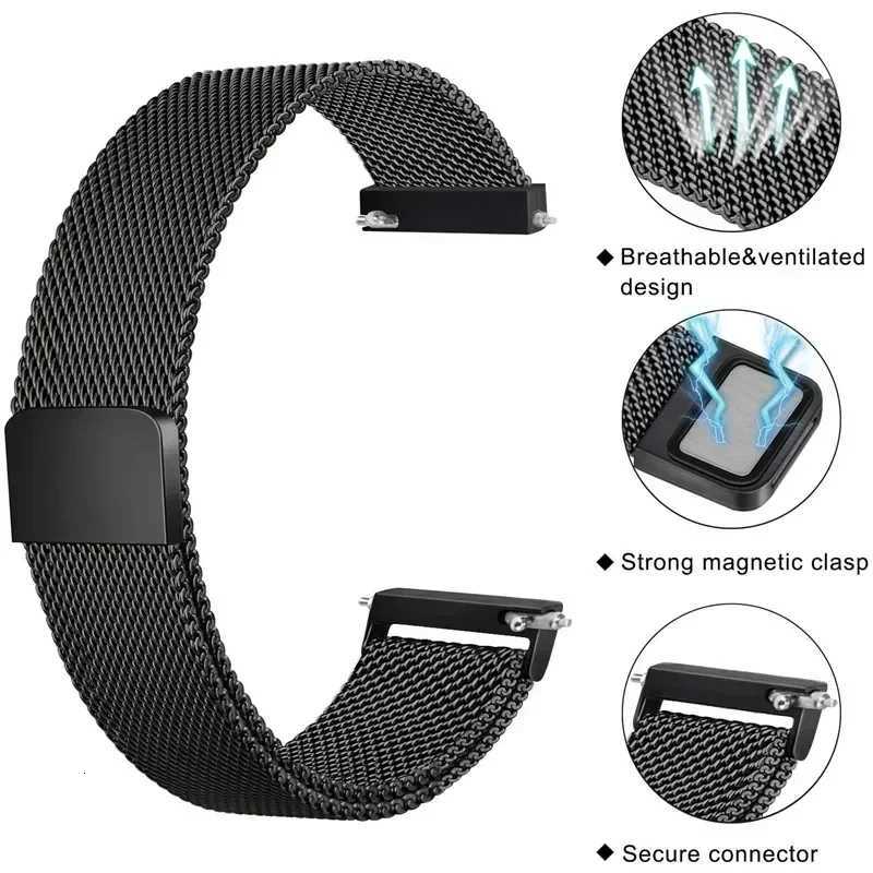 22mm 20mm Strap For Samsung Galaxy Watch 3 4 5 6 7 44mm/40mm Milanese Loop Bracelet Galaxy Watch 4/6Classic 47mm 46mm Metal Band W250811