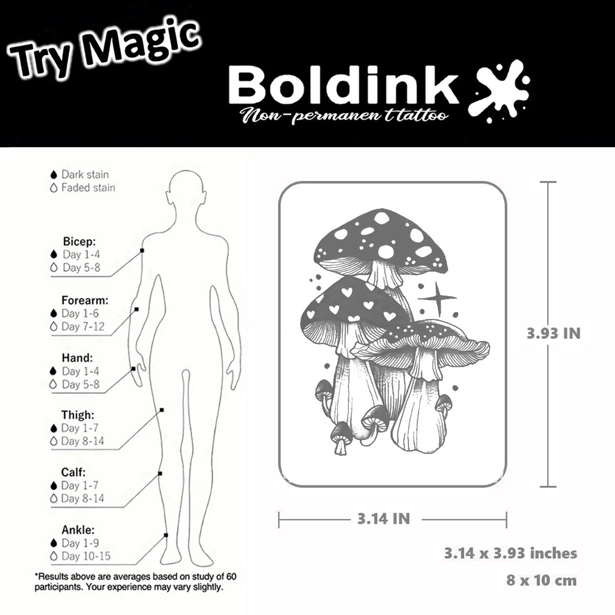 Mushroom Temporary TattooLasts To 15 Days Technology Magic Waterproof Semi Permanent Sticker 250809