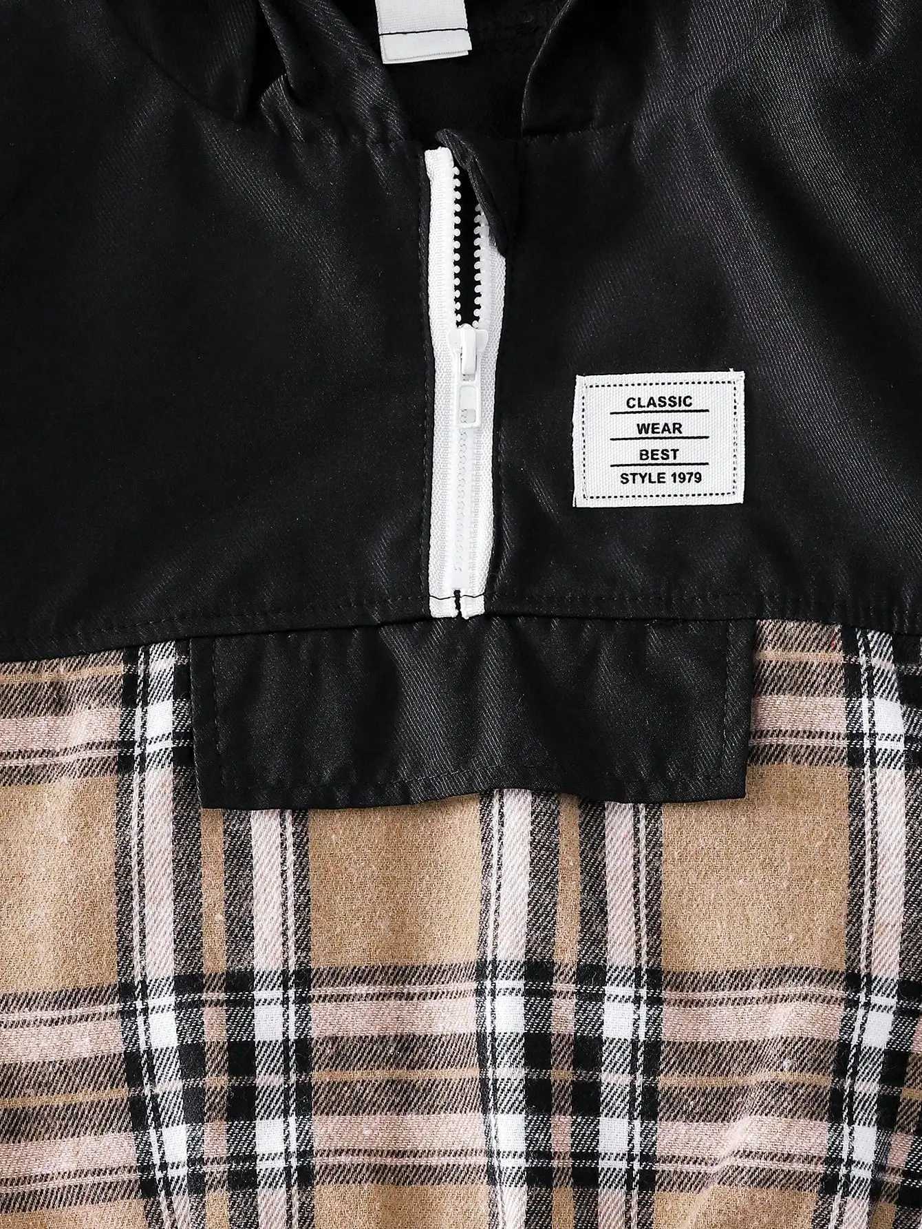 Hoodie Matching Color Long Sleeve Zipper Half Cardigan Top Elastic Waist Corset Pocket Pants Handsome Boy Baby Black Suit Z250811