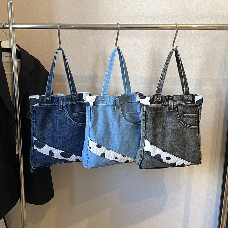 Design Denim Single Shoulder for Women New Versatile Crossbody Tote Fashion Commuter Shopping Bag