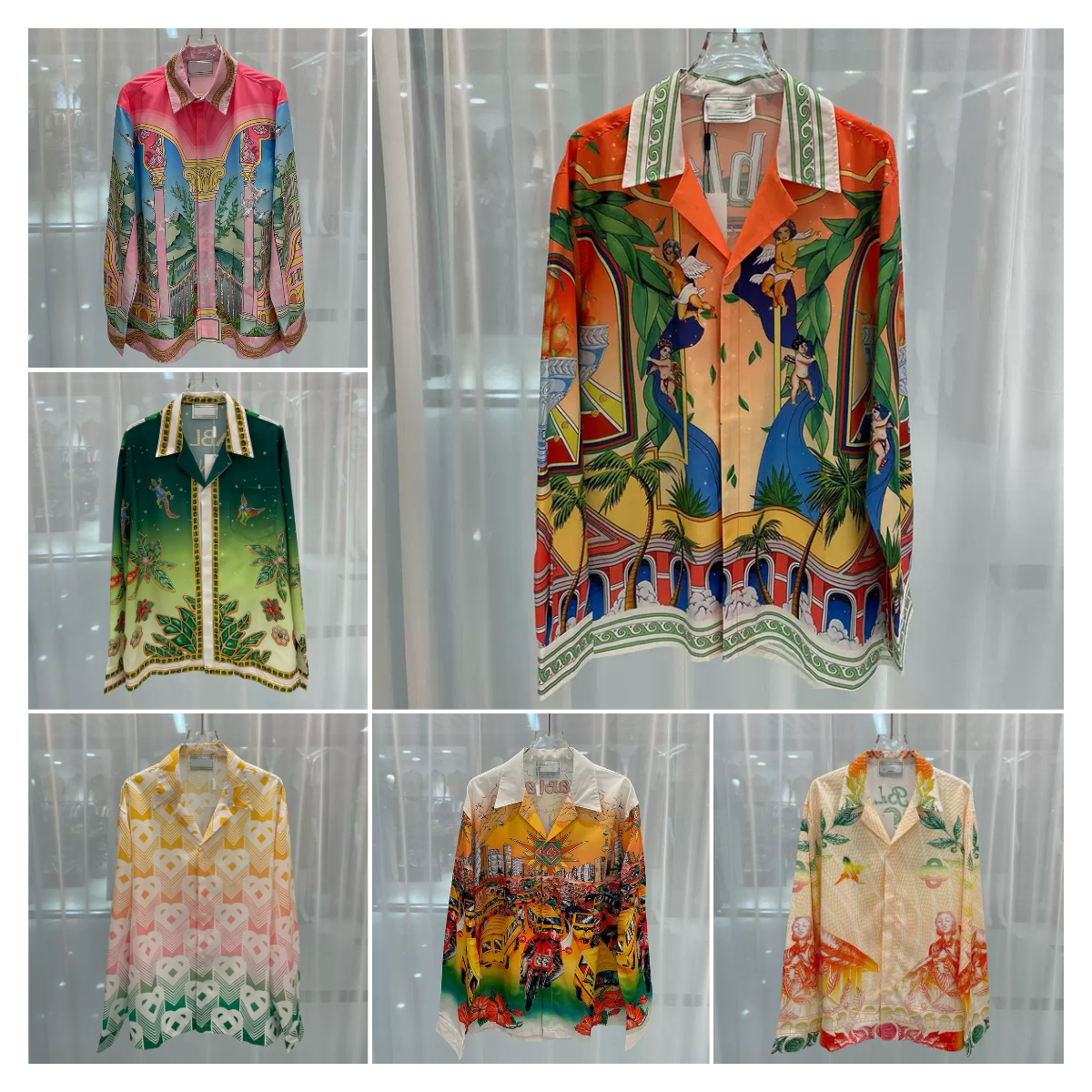 Designer Silk Shirts Printed Hawaii Casual Loose Men and Women Button Up Long Sleeve Shirt Beach Outwears