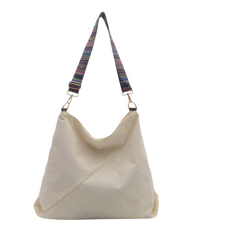 Corduroy 024 New Korean Fashion Large Capacity Single Shoulder Tote Versatile Commuter Crossbody Bag