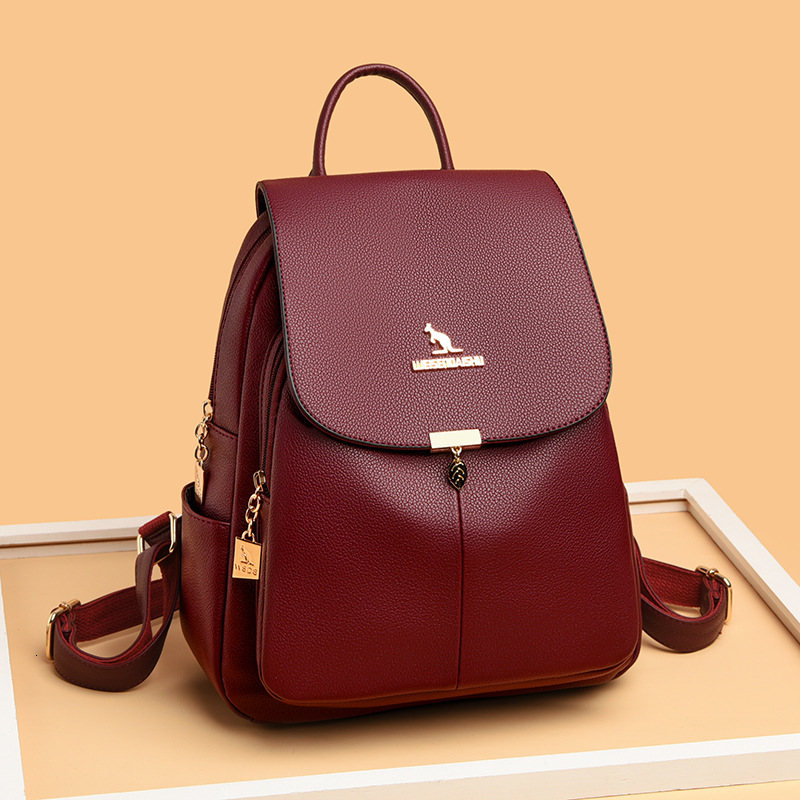 Soft Leather Women 2025 New High-end Casual Large Capacity Backpack Fashion Travel Student School Bag ddmymoon