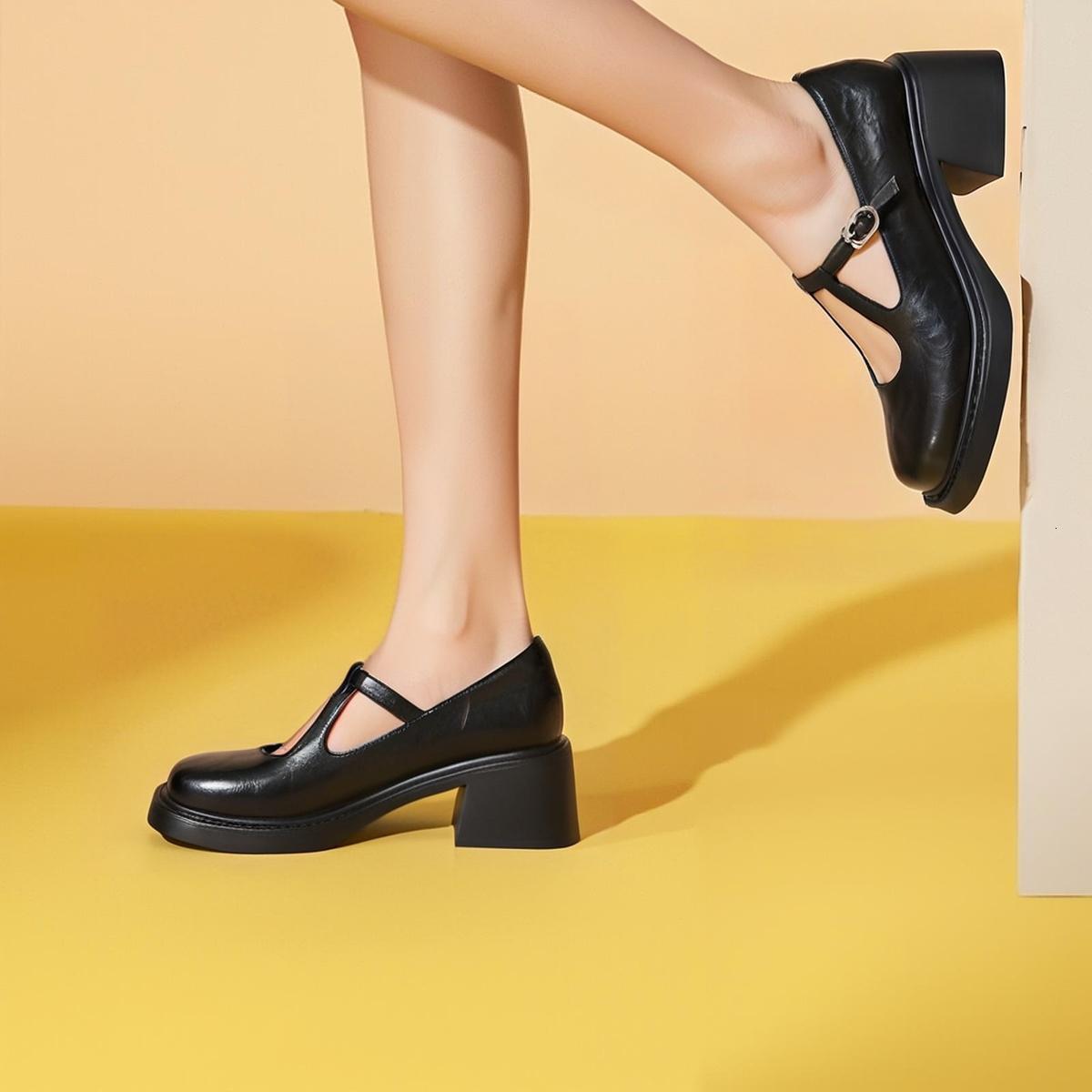 Vintage Mary Jane High Heels Leather Single Shoes 2025 Designer's New Soft Leather Women's Shoes