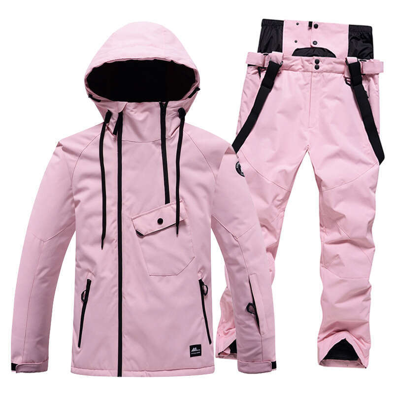 Solid color suit men women, windproof, waterproof, warm and breathable, winter snow village ski equipment for couples