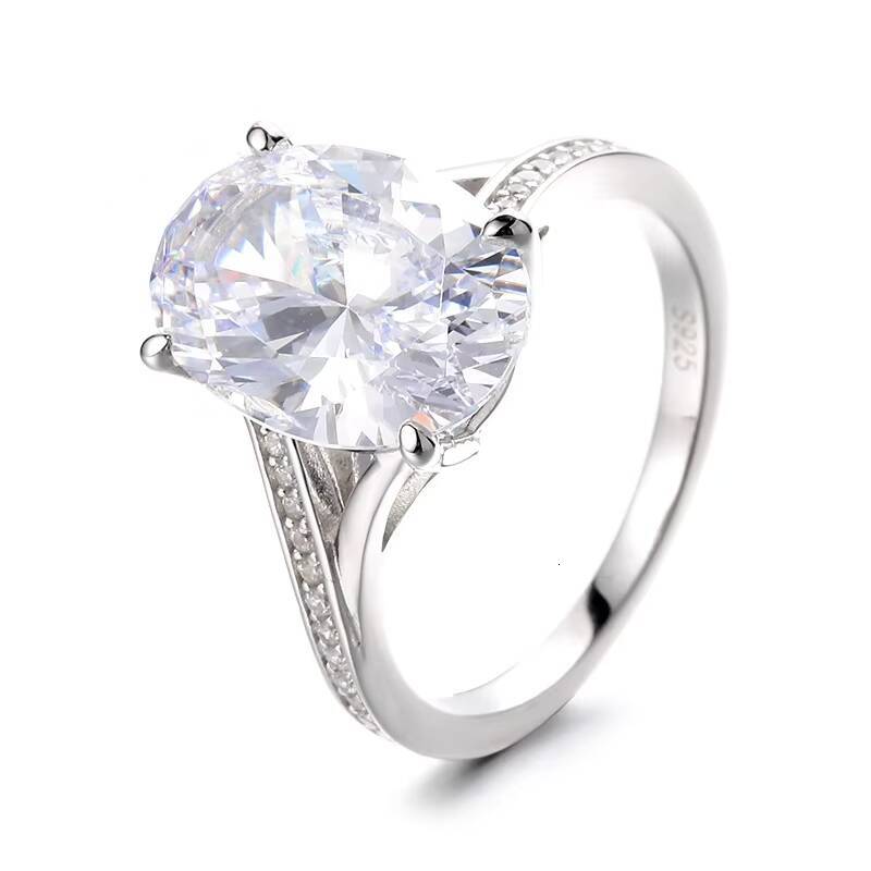 Radiant Glamour 925 Sterling Silver Womens Ring Captivating Oval Moissanite Diamond Set in Rhodium Plated Radiate Fine Jewelry