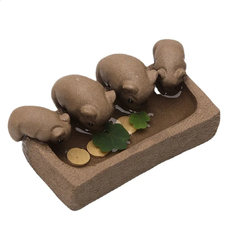 Yixing Clay Tea Pet Four Piglets Sculpture Gongfu Tea Ceremony Decor Chinese Decor figurine for tea ceremony tea pet 250805