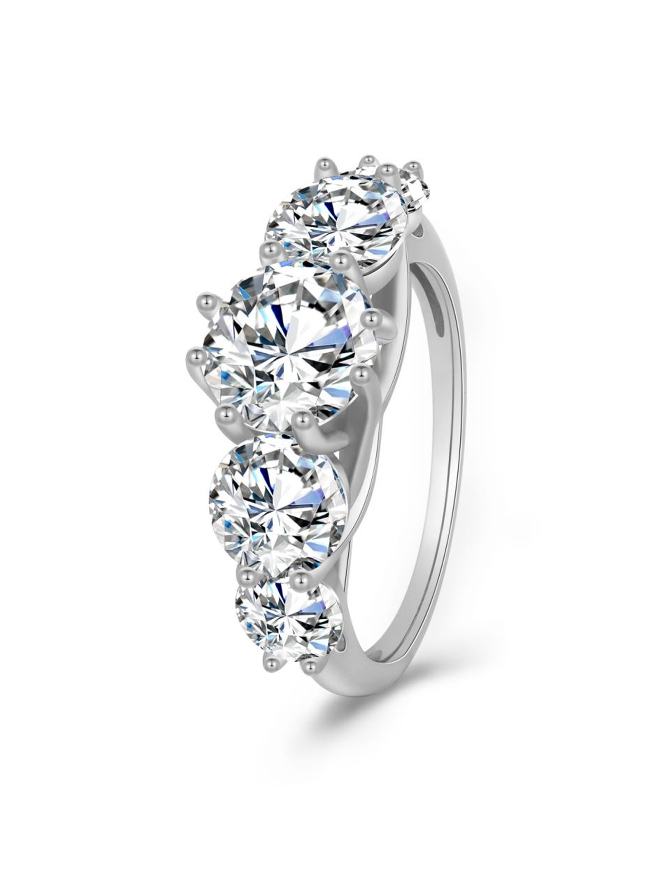 MT Classic 5CT Moissanite 925 Sterling Silver Ring for Women Men,5 Stone Brilliant Elegant Engagement Wedding Promise Ring, Birthday Anniversary Gift 