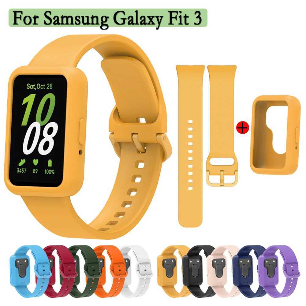 Silicone Strap For Samsung Galaxy Fit 3 Rubber Watchband With Case 2-in-1 Wristband Watch Accessories Correa W250811