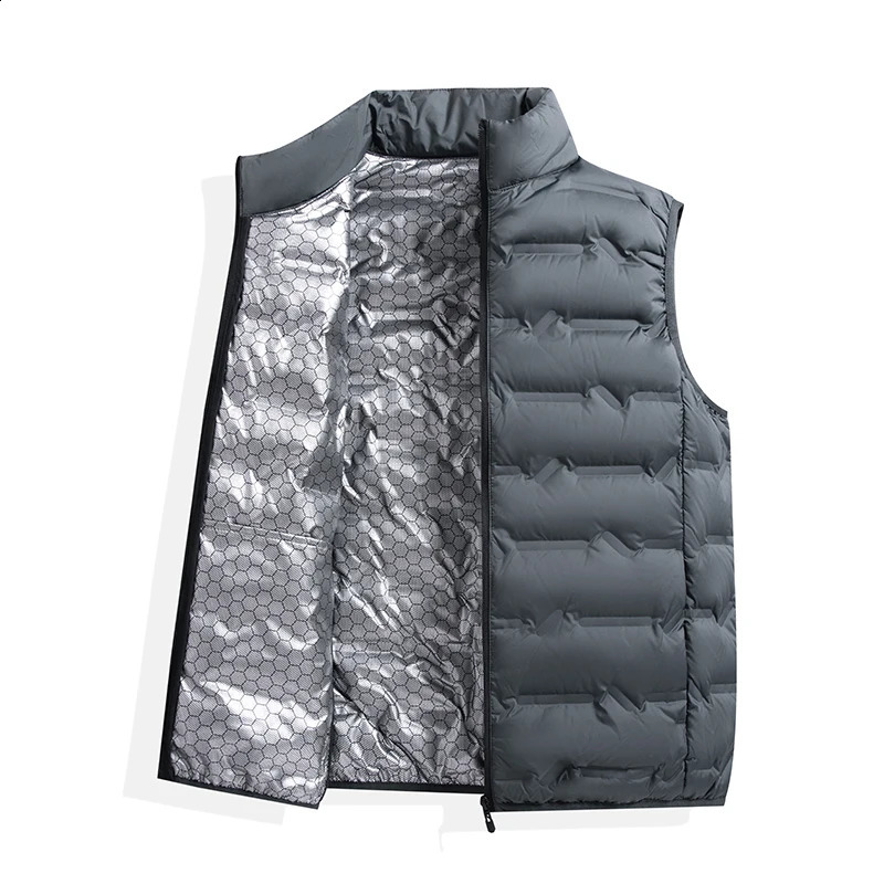 Mens Down Vest Lightweight Warm 80% White Duck Down Warm Vest Mens Stand Collar Male Tops Autumn Winter Coat 250805