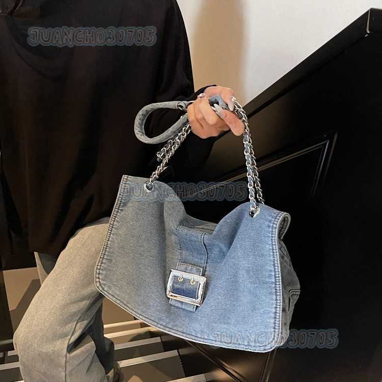 Style Simple Large Capacity Tote Bag Casual Denim Bag for Women 2025 Spring New Commuter Crossbody Bag H250809