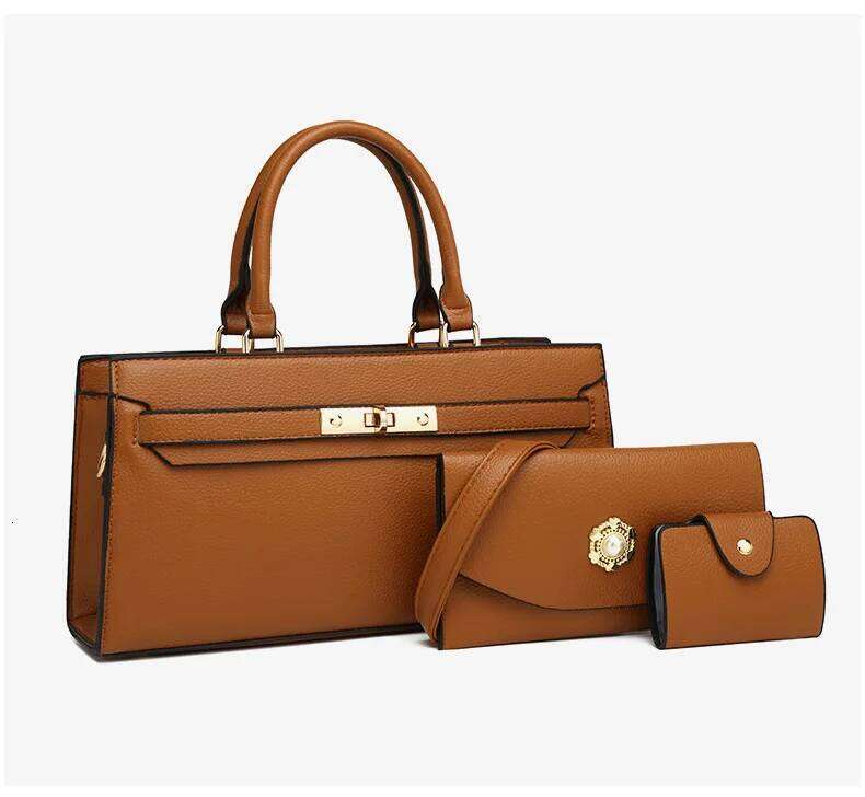 Handbag PU Leather Piece Set Convertible Crossbody Shoulder Tote Large Capacity Minimalist Work Bag