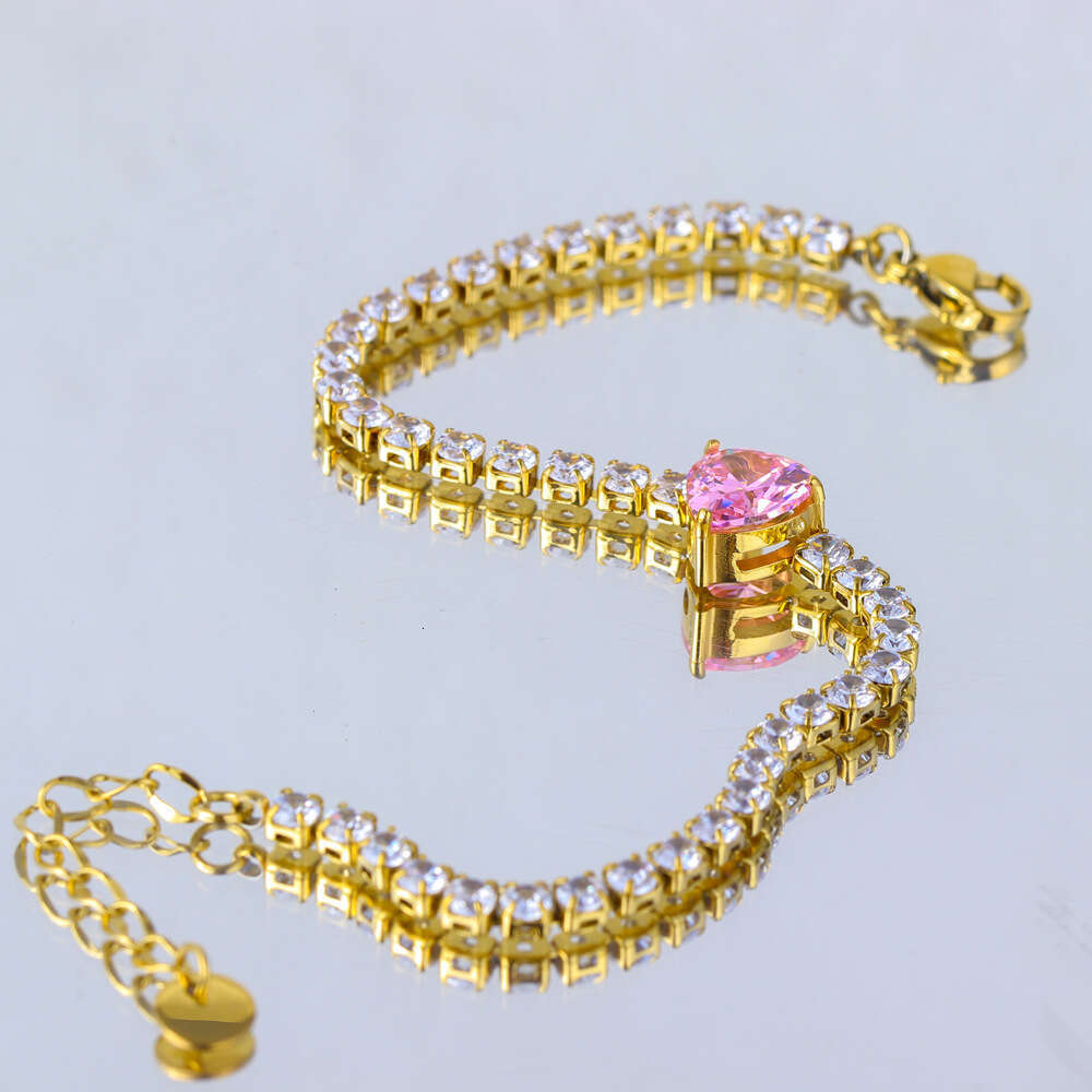 Heart-Shaped Zircon Fashionable Elegant Necklace Set Hong Kong Style High-End Temperament Women's New Bracelet