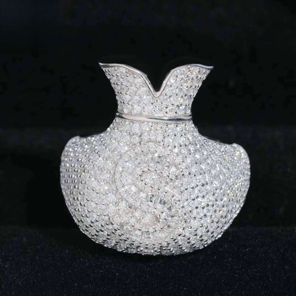 Hip Hop Jewelry Money Bag US Dollar Rings Sterling Sier Gold Plated Ice Out Vvs Moissanite Fully Dia for Men