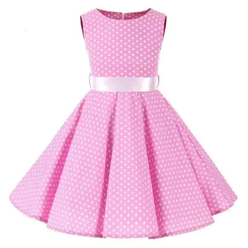 Polka Dot Vintage Kids Cotton Dress Flower Floral Midi Summer Dress Baby Girl W250811
