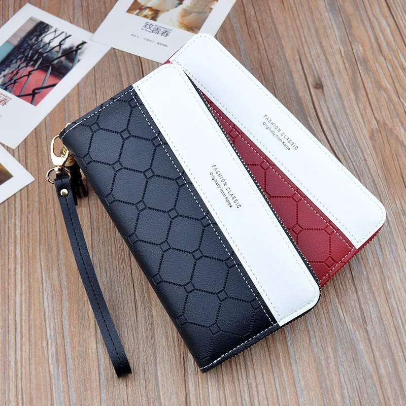 Clutch Bag Ladies Wallet Female Long Zipper Tassel Splicing Embossed Large Capacity Money Clip Mobile Phone Bag 250809