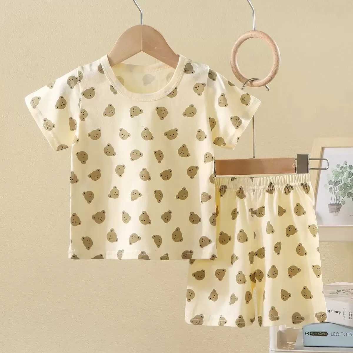 1Set Summer Boy Girl Cotton Leisure Set Children Short Sleeve Shorts Set Kid Print Clothes Baby Tee+Short Pant Suit Z250811