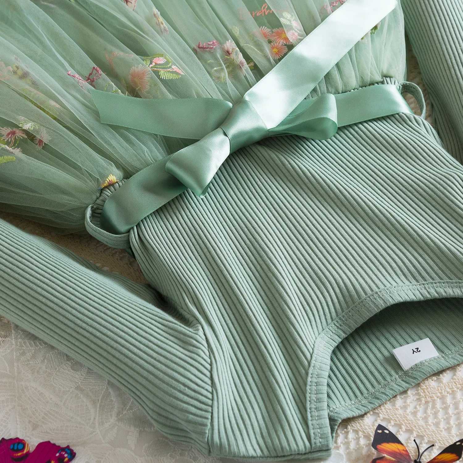 Fairy Flower Princess Dress for Girls Birthday Party Gown Long Sleeve Autumn Kids Clothing Knit Winter Dress Wedding Baby Dress W250811