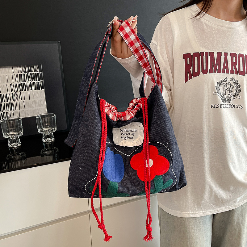 Creative Versatile Nylon Canvas Cute Small Flower Shoulder Bag Large Capacity Girl Handbag ddmymoon