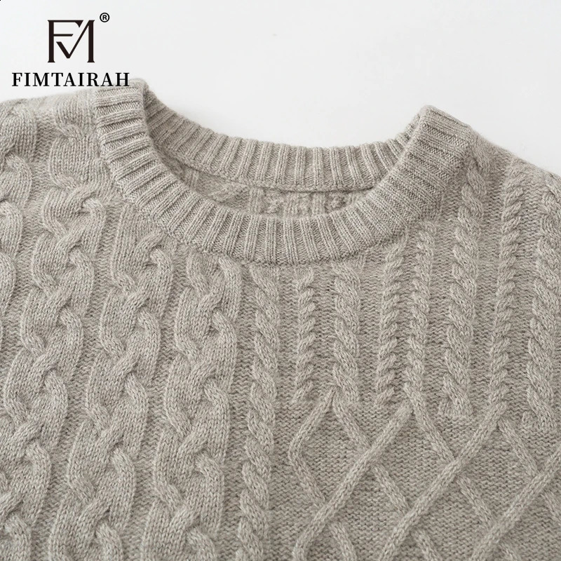 Inner Mongolia Cashmere Sweater Mens Round-neck Twisted Thickened Autumn Winter Warm Knitted 250806