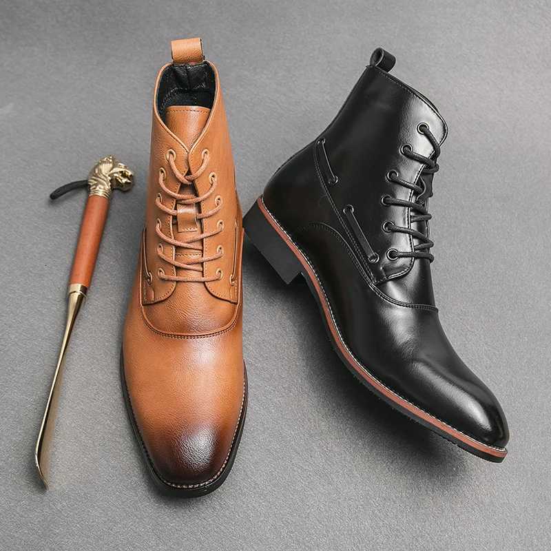 Italian Style Chelsea Boots Mens Mid Calf Dress Shoes Business Formal Ankle Boots Male Winter Spring Split Leather Casual Shoes W250811