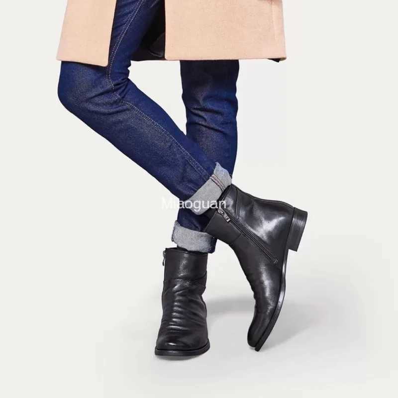 Handmade High Quality Side Zipper Plus Size Boots Mens Leather Boots Comfort Boots Fashion Leather Concise Leisure Design Boots W250811