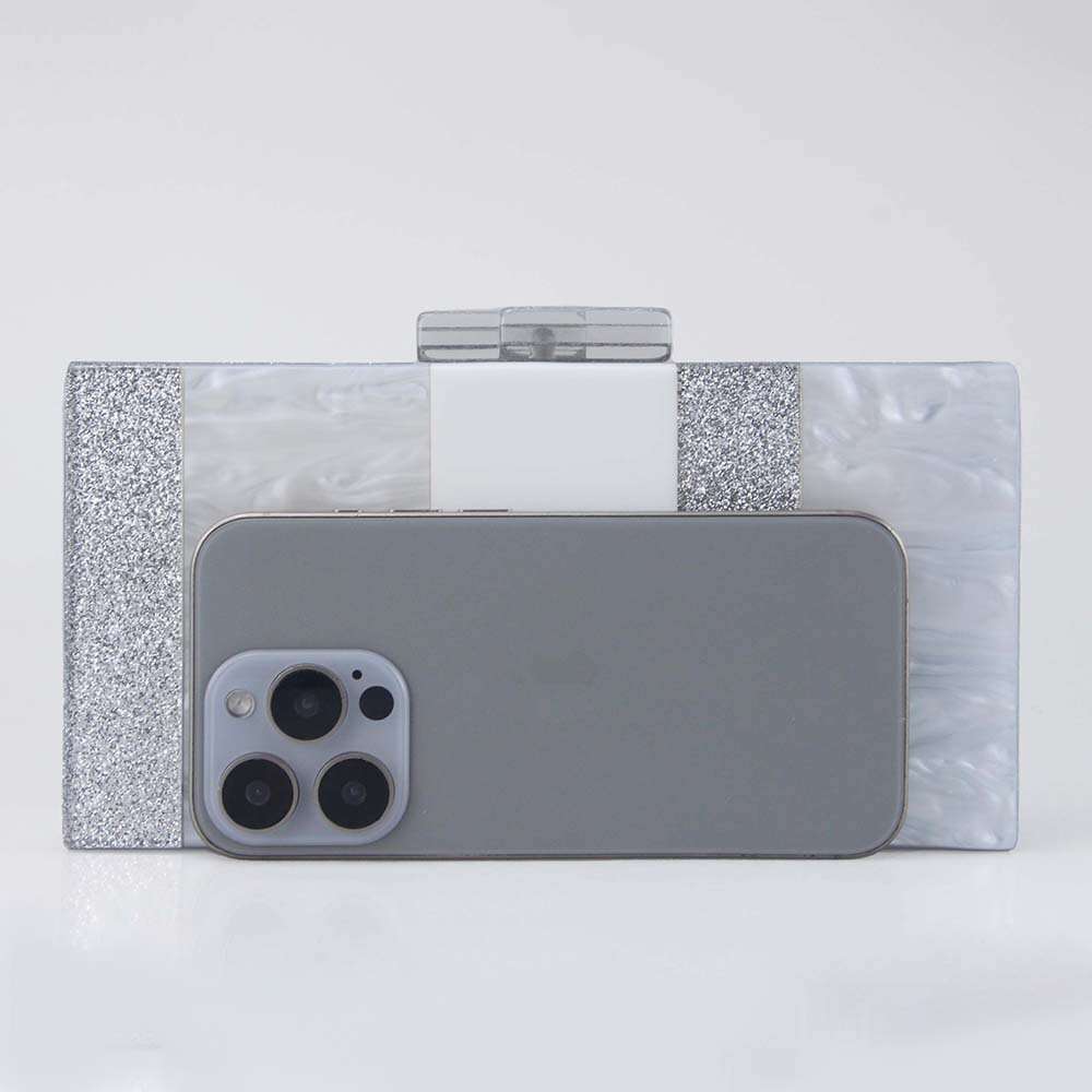 2024 New Acrylic Clutch Shoulder Crossbody Mixed Color Splicing Evening Cocktail Wedding Bag