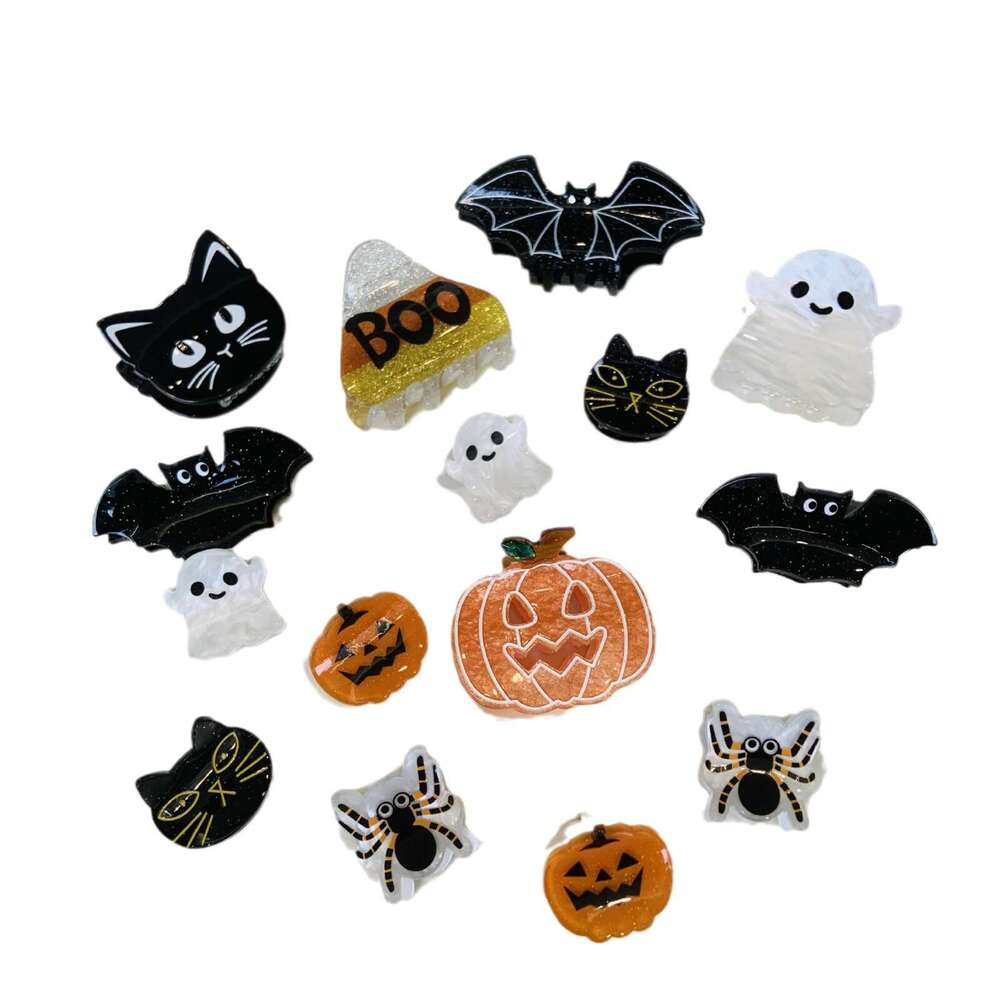 New Halloween Pumpkin Clip Cat Bat Claw Little Ghost Skull Hair Accessory Personality Back of Head