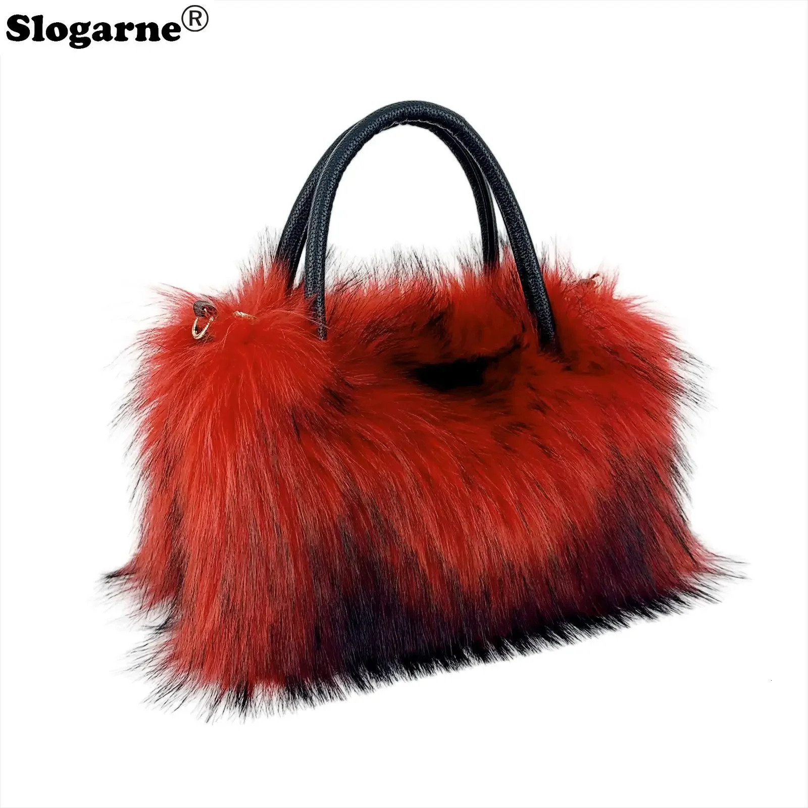 Women Fox Fur Handbag Ladies Winter Soft Fluffy Large Capacity Tote Bag y n Raccoon Shoulder Bags Backpacks 250811