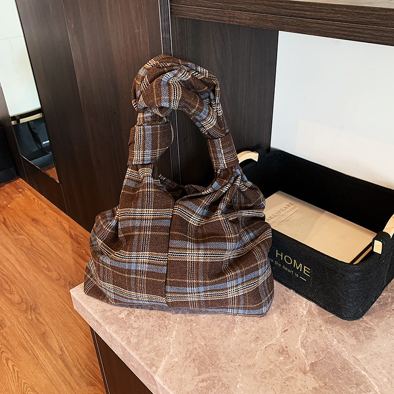 Large Capacity Plaid Crossbody Tote Simple Handbag for Women 2025 Autumn Winter Fashion Commuter Shoulder Bag ddmymoon