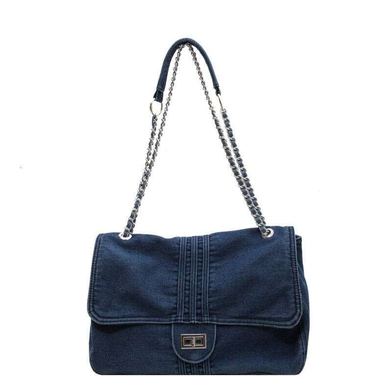 Women's Bags Retro Casual Denim Tote Women Autumn New Large Capacity Chain High End Shoulder Messenger Bag