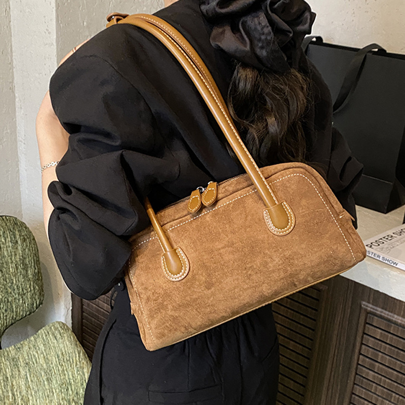 Suede Commuter Shoulder High-End Women's Niche Bowling Boston Bag Handbag ddmymoon