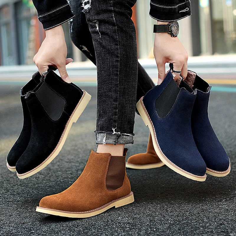 Genuine Leather Cowhide Retro Classic Designer Mens Chelsea Boots Winter Dress Shoes for Men Casual Ankle Snow Boots Footwear W250811