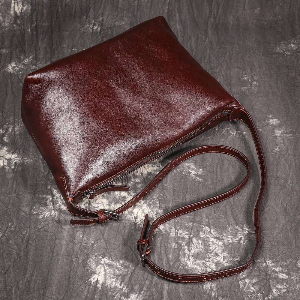 LUOKIR New Women's Genuine Leather Shoulder Fashionable Retro HOBO First Layer Cowhide Crossbody Underarm Bag