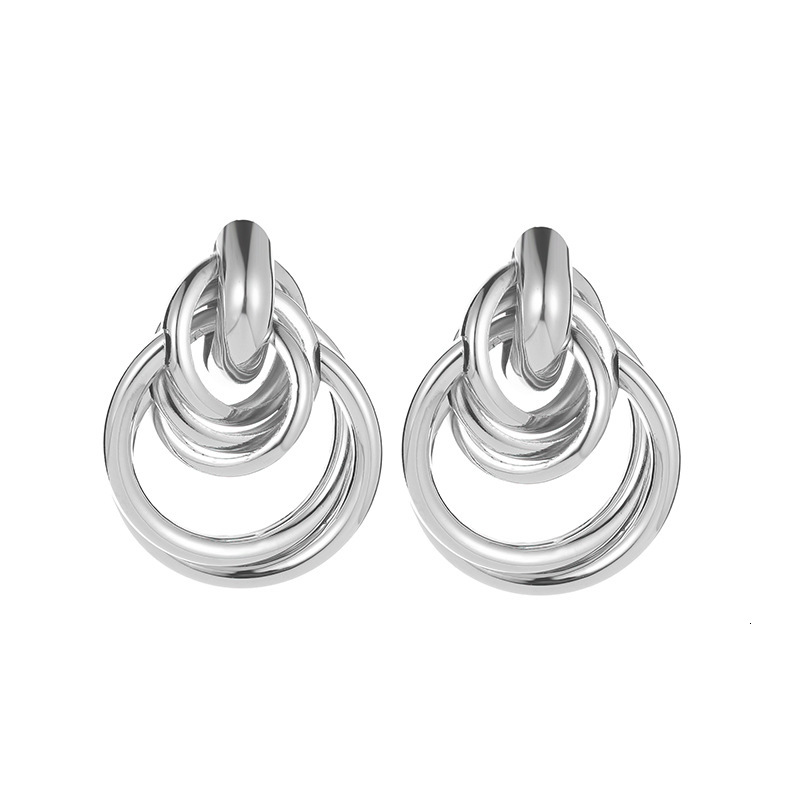 New Fashion Exaggerated Circle Style Earrings Metal Ear Jewelry