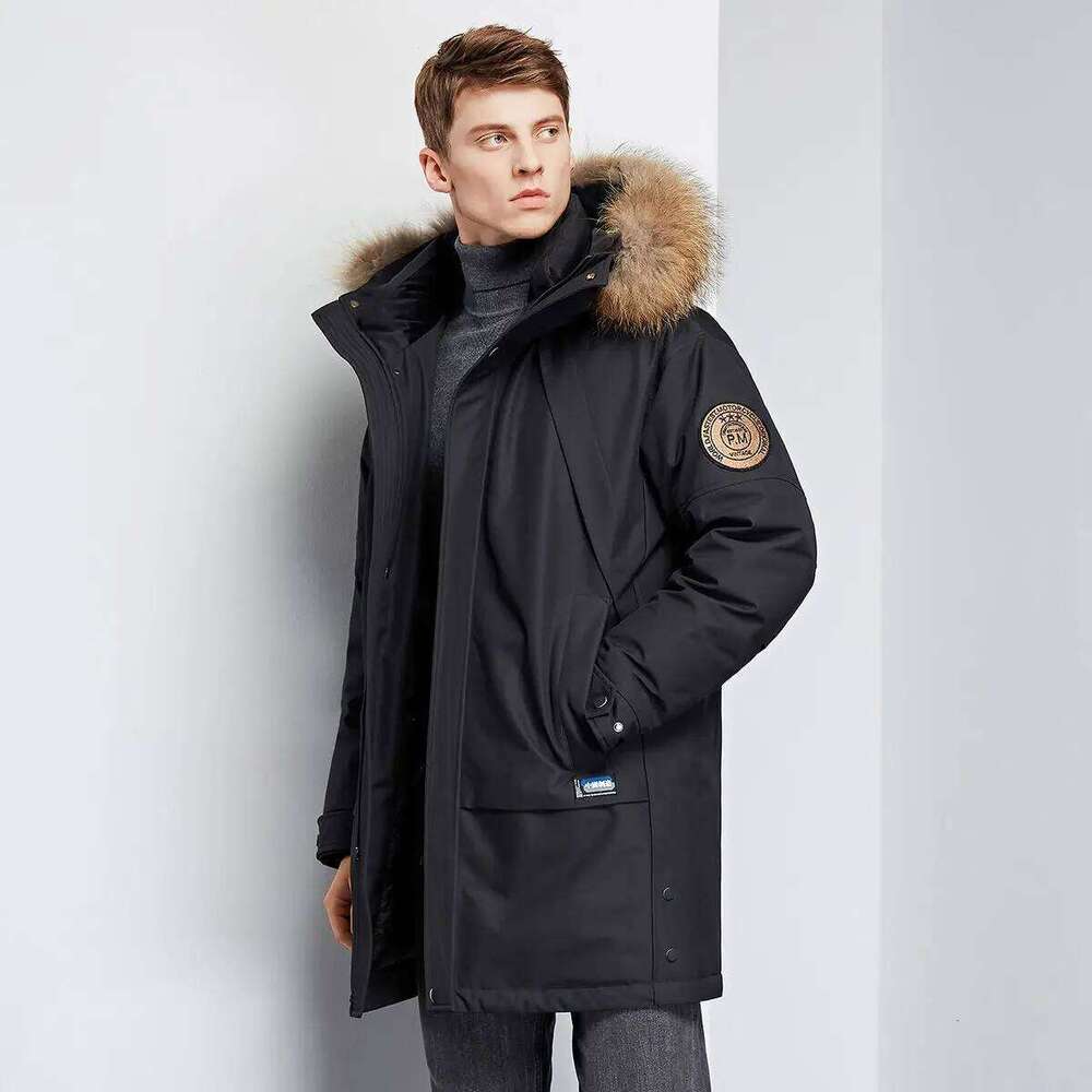 2023 Winter Boutique Fashion Thickening Warm Casual Hooded Fur Collar Jacket Brand High-end Men's Down Coat ArmyGreen