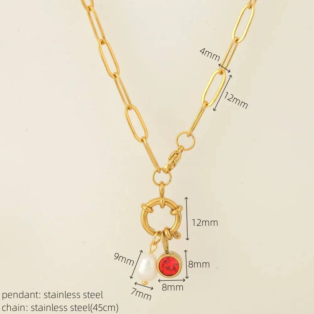 women's neck chain Golden Choker Pendant Necklace for women Freshwater Pearl 12 Birthstone Pendants stainless steel Jewelry Gift Jewelry for Wome