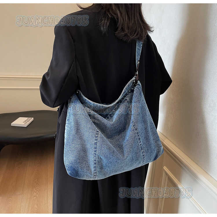 Style Casual Washed Denim Bag for Women 2025 New Fashion Versatile Large Capacity Shoulder Bag Underarm Bag H250809