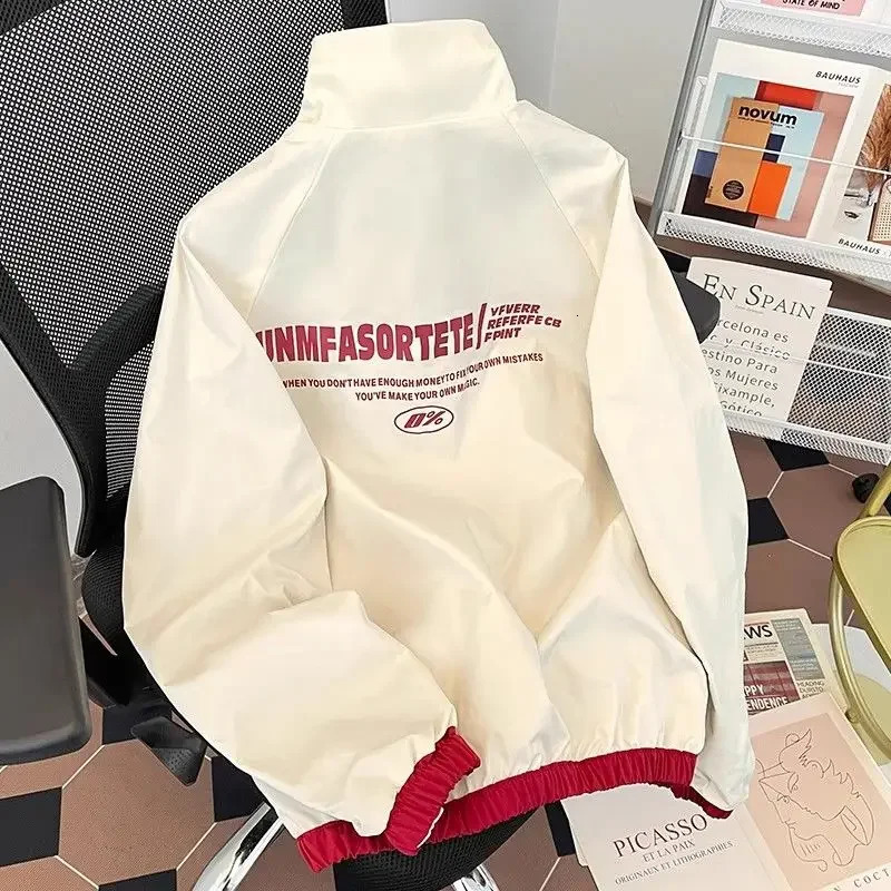 Mens Womens Jackets Spring Autumn Zip Up Sweatshirt Reversible Wear Long Sleeve Windbreaker Waterproof Outerwear Couple Jacket 250809