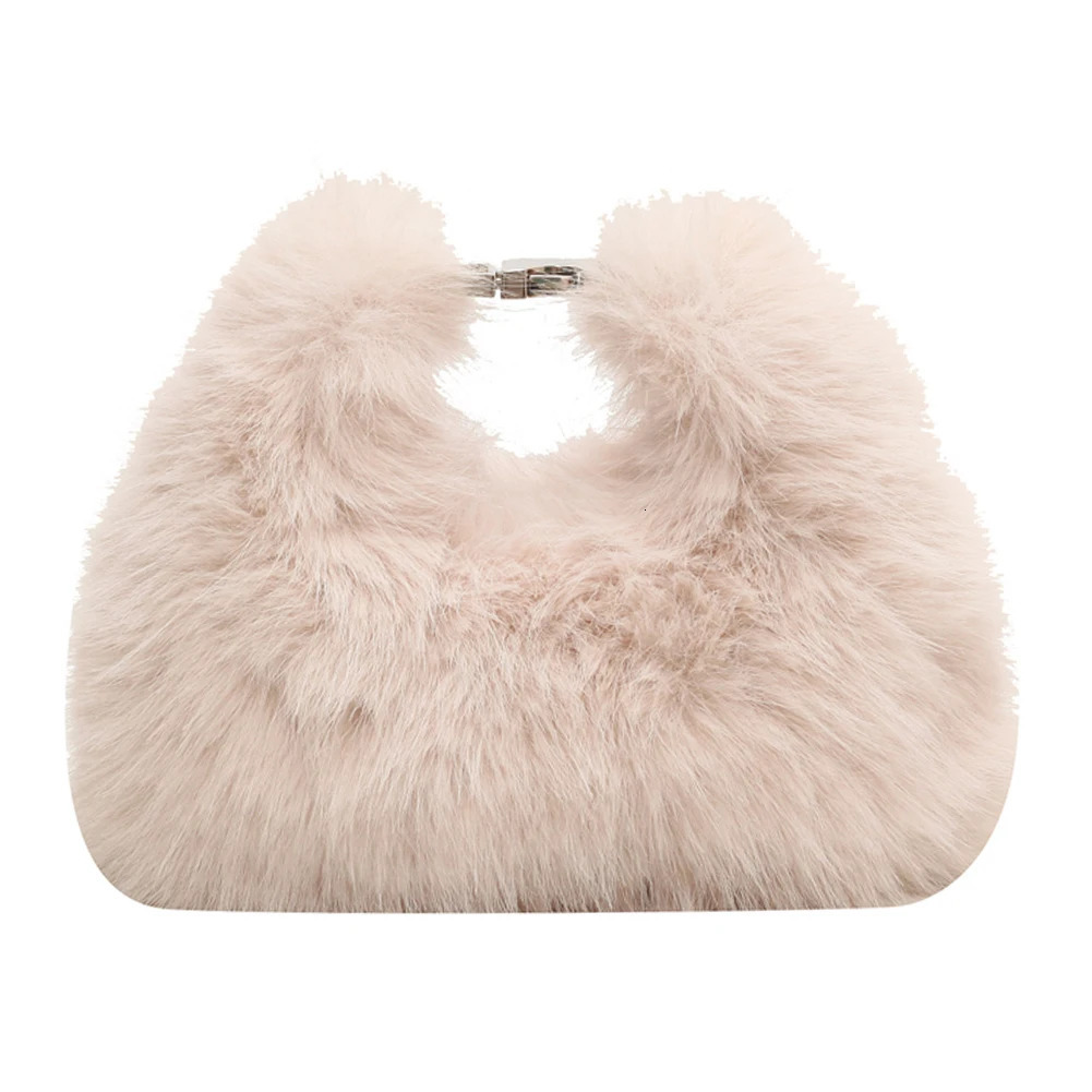 Soft Plush Clutch Purse Women Faux Fur Fluffy Crossbody Bag Adjustable Strap Solid Color Hobo for Travel Party 250811