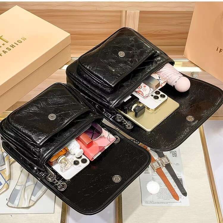 DHessentials 2025 Genuine Leather Crossbody Bag - Trendy Messenger Shoulder Purse for Women, Chic Chain Strap Bag (23x18cm, 400g)