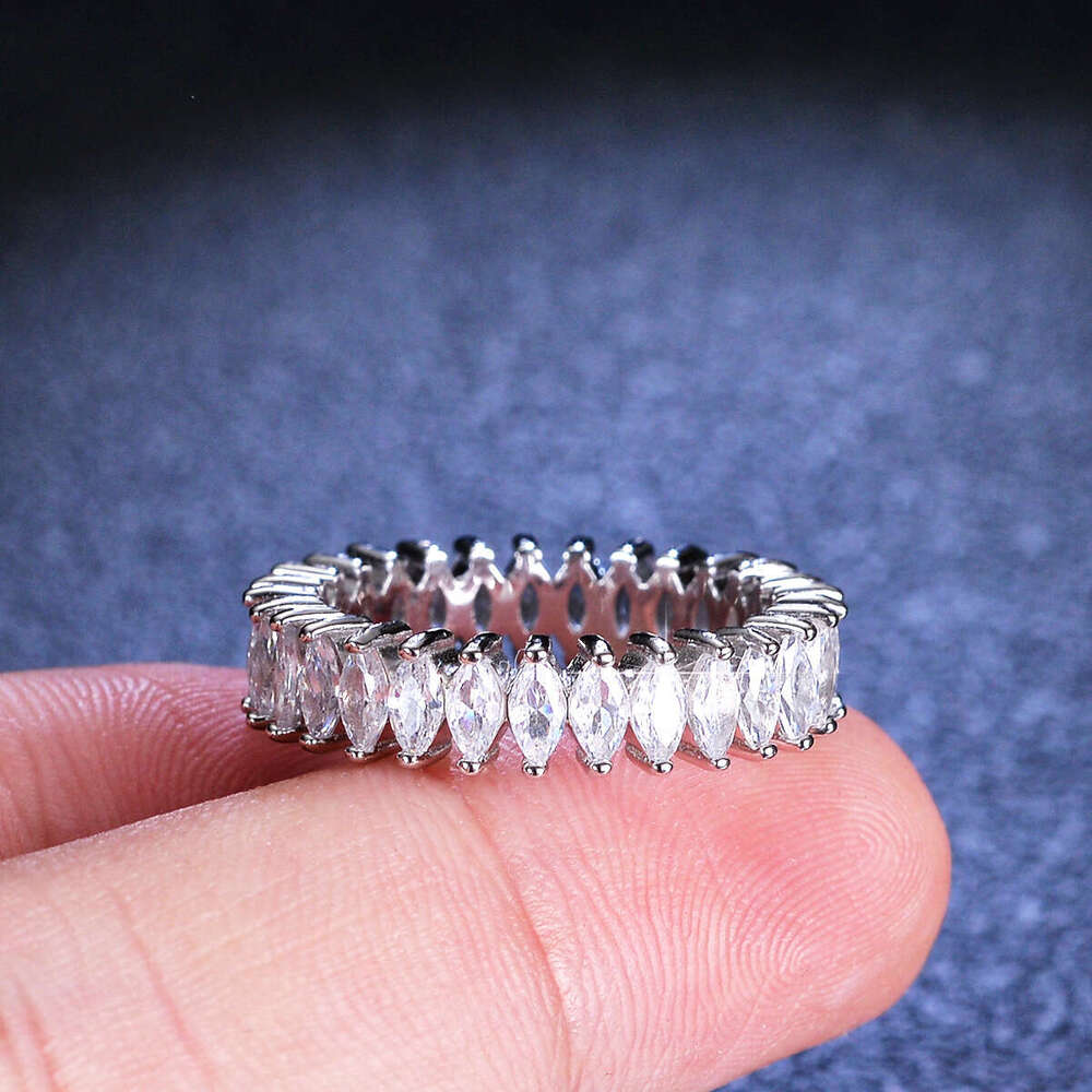 Full Diamond S Silver Marquise Shape Moissanite Designer Tail Women's Style Jewelry Band R Live Stream