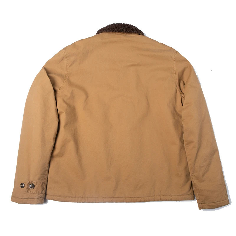 High quality vintage USN WW2 USMC thick sherpa fleece winter clothes khaki military work blank Winter N1 deck jacket for men 250809