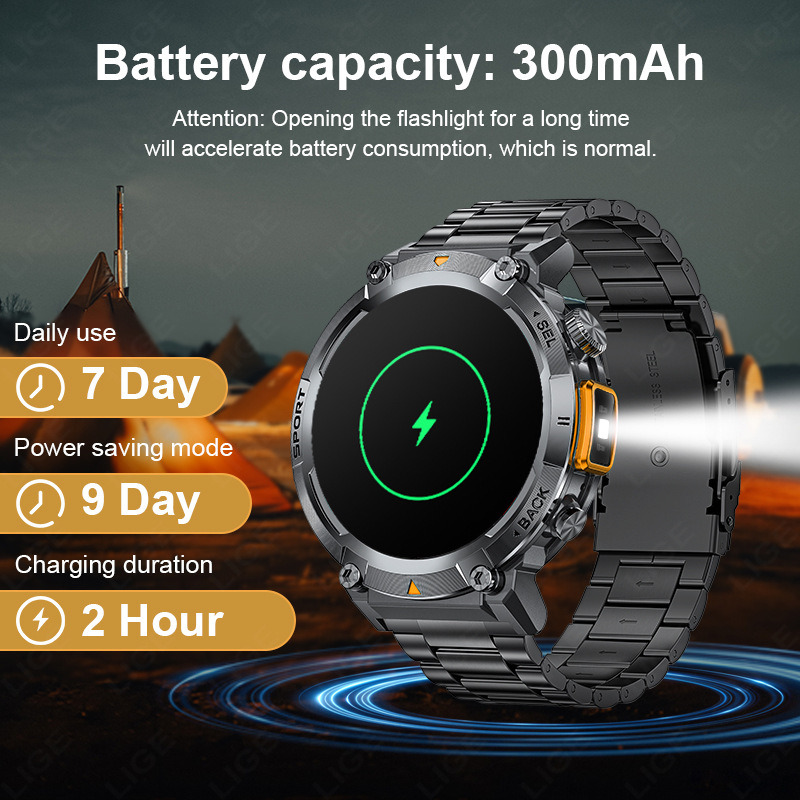 New S100 Outdoor Smart Watch Bluetooth Call Flashlight Information Push Sports Waterproof Watch