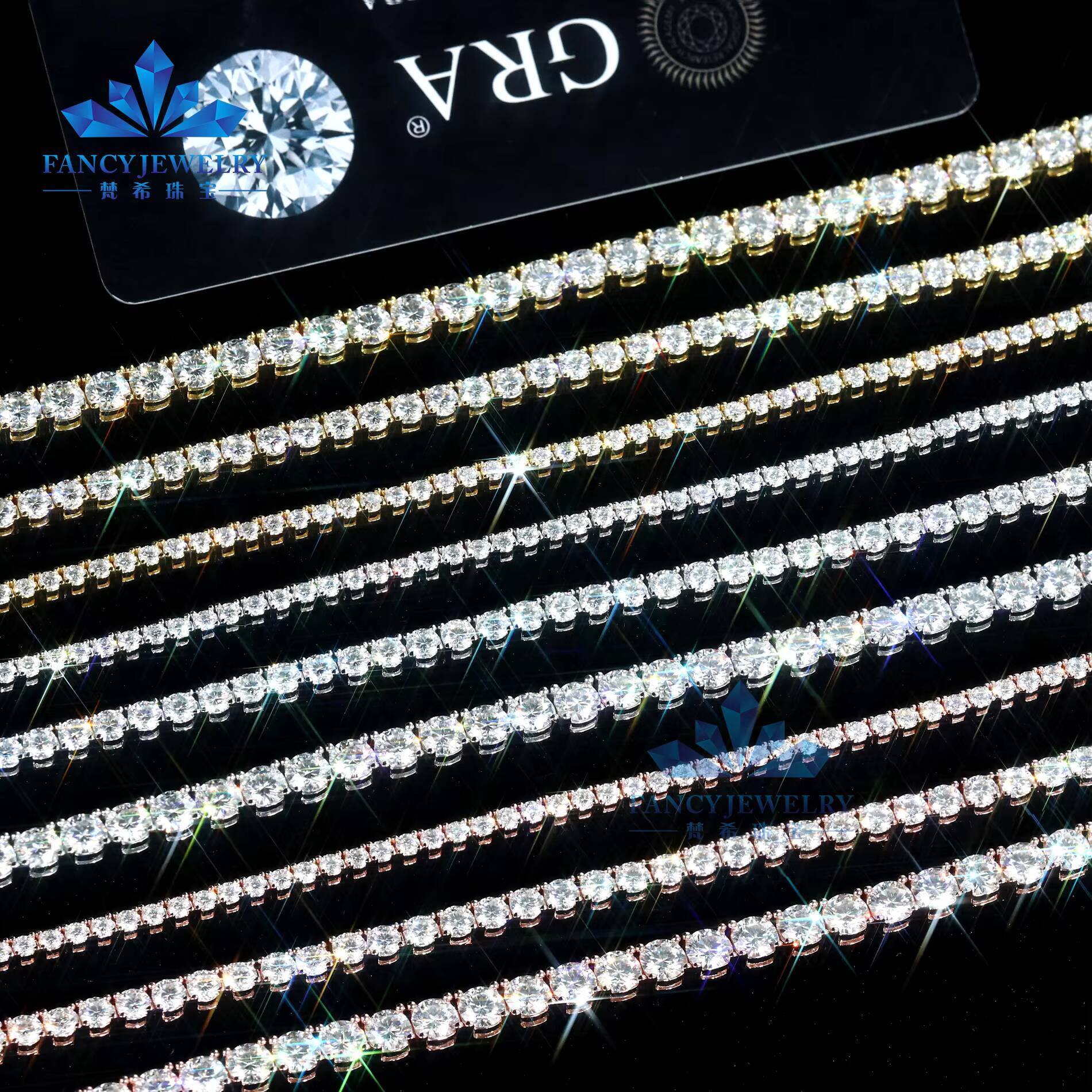 Trendy Tennis Bracelet 925 Sterling Silver Moissnaite Jewelry Bracelet 2mm 3mm 4mm 5mm Moissanite Tennis Bracelet for Men Women