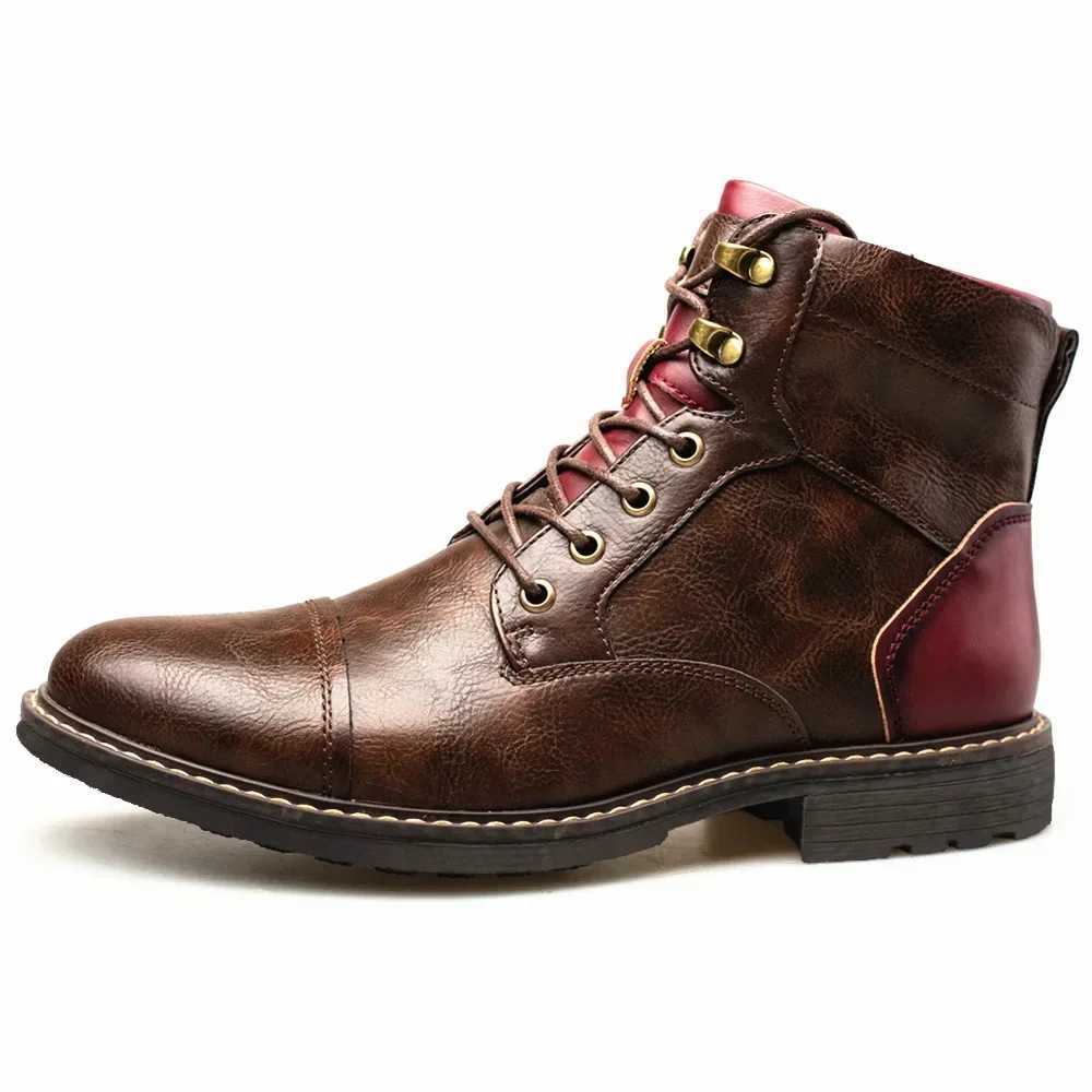 Trend Tooling Boots Men Big Head Tooling Motorcycle Boots Low Leather Shoes Male Cowboy Boots Shoes for Men W250811