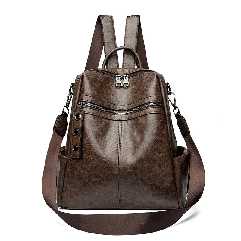Soft Leather Women's New Trendy Large Capacity Student Commuting Travel Multifunctional Backpack ddmymoon